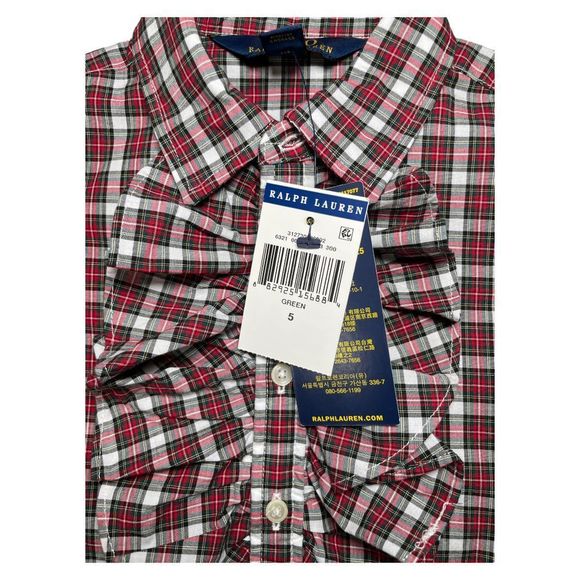 Polo Ralph Lauren Ruffle Plaid Shirt 5 - Picture 6 of 6